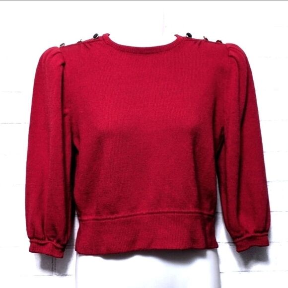ST. JOHN Vintage Cropped Puff Sleeve Sweater S - Picture 1 of 9